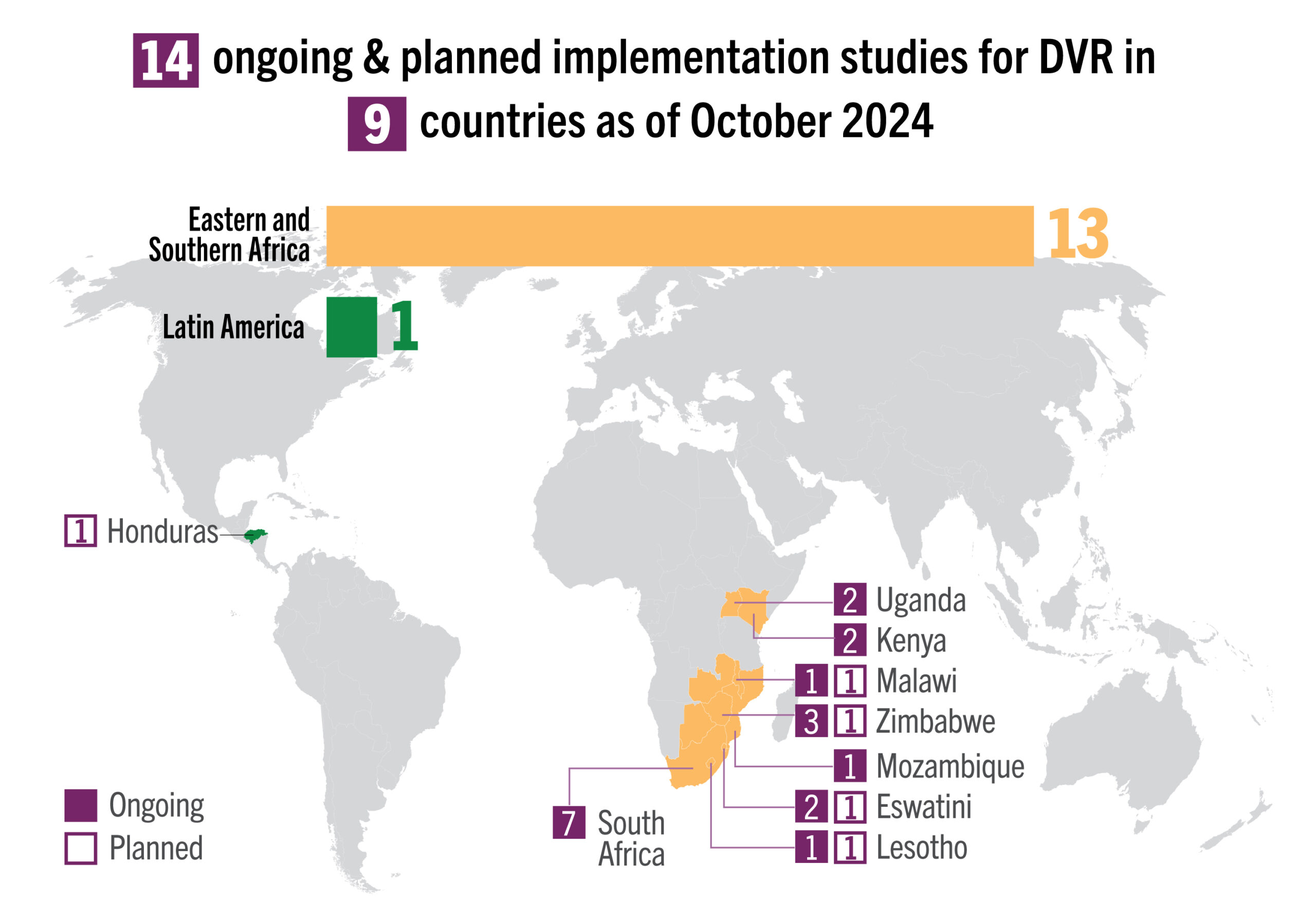 map of ongoing and planned implementation studies